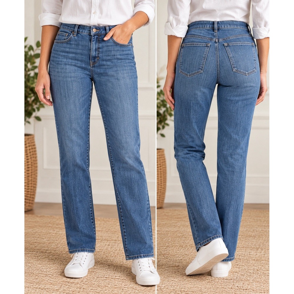 Talbots Straight Leg Jeans Womens 6 Kenmare Wash Blue Stretch Denim High Rise